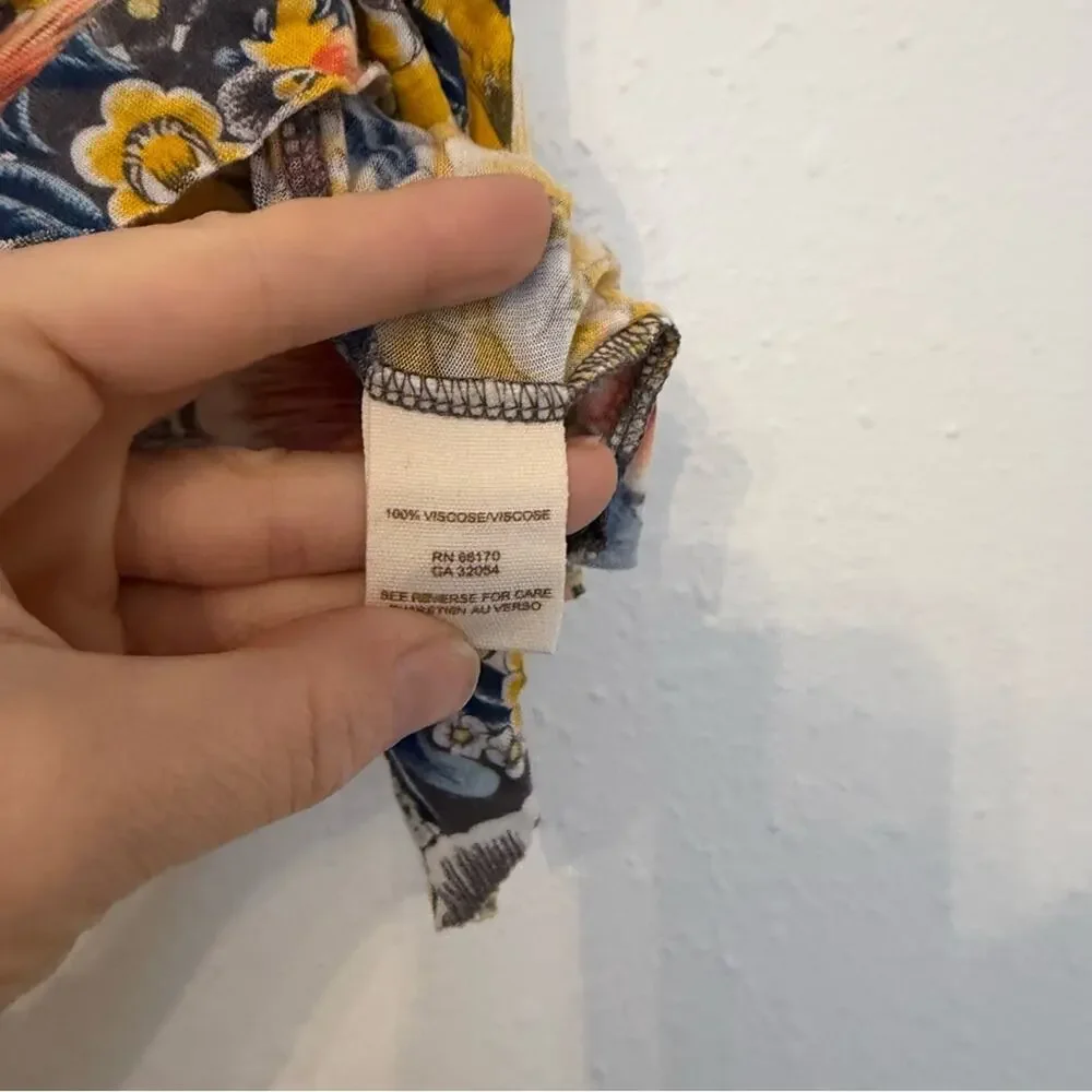 Free People Floral Tank Top - Blue and Yellow - Picture 3 of 6